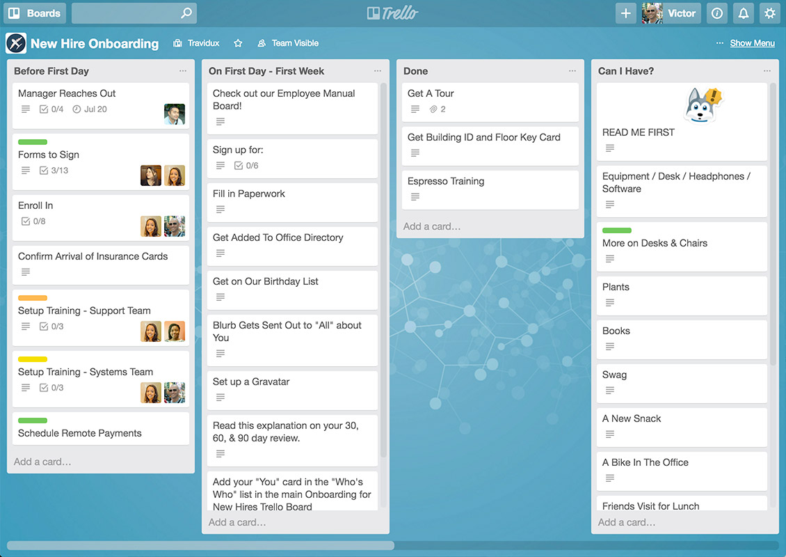 Interface de Trello